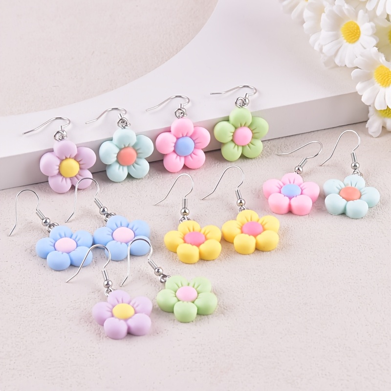 Colorful Small Tree Resin Fashion Drop Earrings